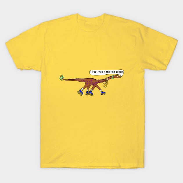 Rollerskating Retro Jurassic Diplodocus T-Shirt by EmmaFifield